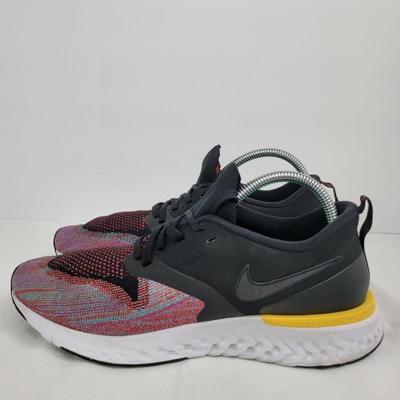 Nike Odyssey React 2 Flyknit Men's Running Shoes Black/University Red AH1015-005 - Picture 2 of 8